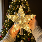The Skylit Star tree topper, glowing